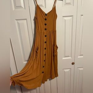 Molly Green Mustard Yellow Midi Dress